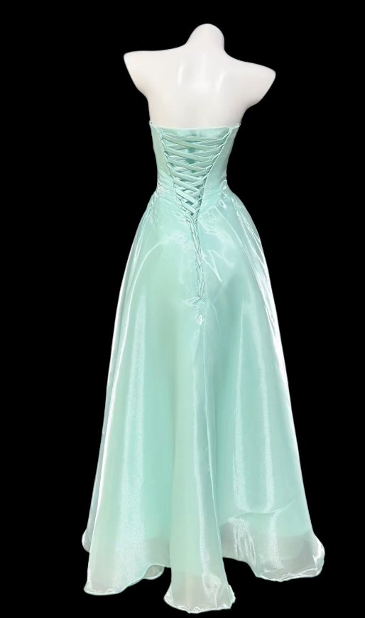 Pretty Tiffany Blue Birthday Dress Strapless A-Line Prom Dress Chiffon Evening Dress ED09429