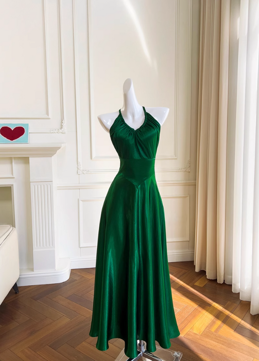 Grünes A-Linien-Satin-Kurzkleid mit V-Ausschnitt, grünes Homecoming-Kleid ED0945