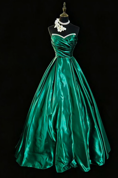 Elegant Green  Prom Dress Sweetheart A-Line Satin Long Evening Dress ED09474