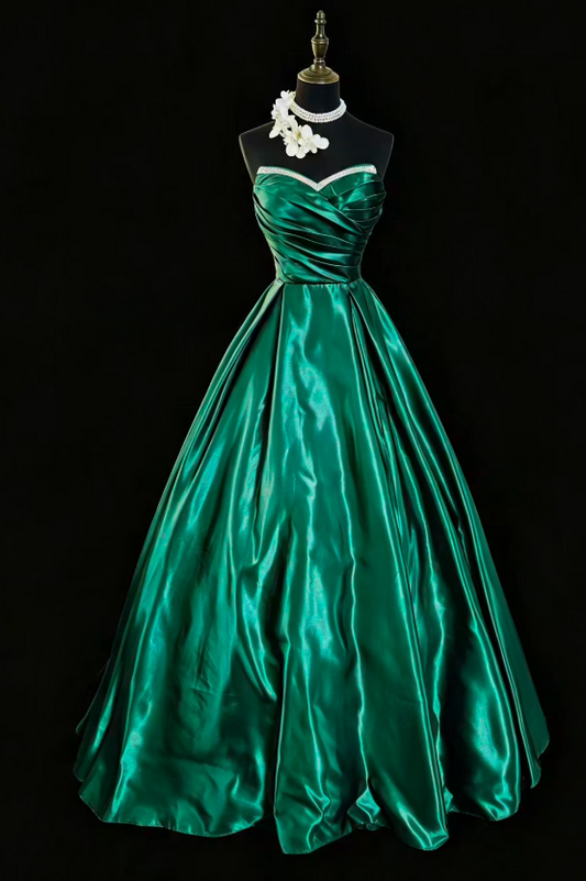 Elegant Green  Prom Dress Sweetheart A-Line Satin Long Evening Dress ED09474