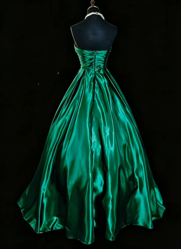 Elegant Green  Prom Dress Sweetheart A-Line Satin Long Evening Dress ED09474