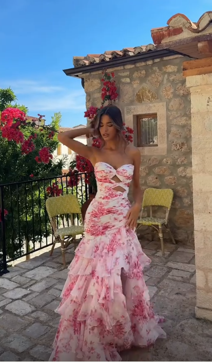 Elegant Pink Prom Dress Sweetheart Sheath Chiffon Long Evening Dress ED09484