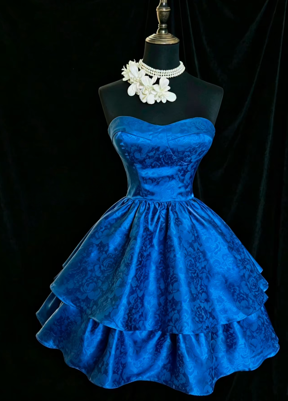Elegant Blue Short Homecoming Dress A-Line Satin Birthday Dress ED09497