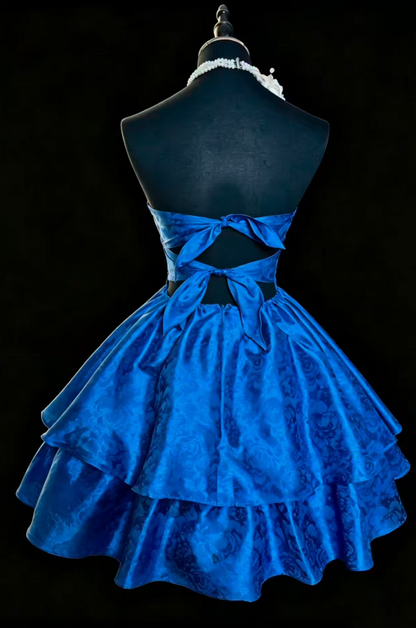 Elegant Blue Short Homecoming Dress A-Line Satin Birthday Dress ED09497