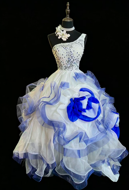 Elegant White Short Homecoming Dress One-shoulder A-Line Tulle Birthday Dress ED09498