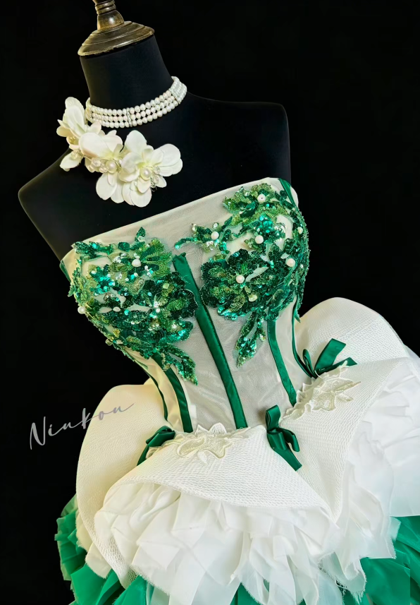 Elegant Green Short Homecoming Dress Strapless Sheath Tulle Birthday Dress ED09499