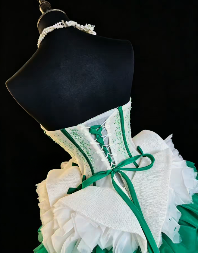 Elegant Green Short Homecoming Dress Strapless Sheath Tulle Birthday Dress ED09499