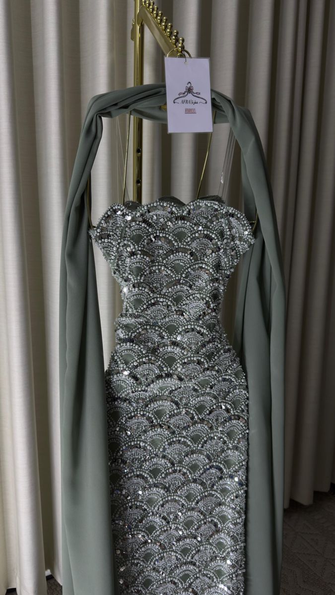 Robe de bal vintage vert menthe, fourreau en mousseline avec perles, longue robe de soirée ED09511