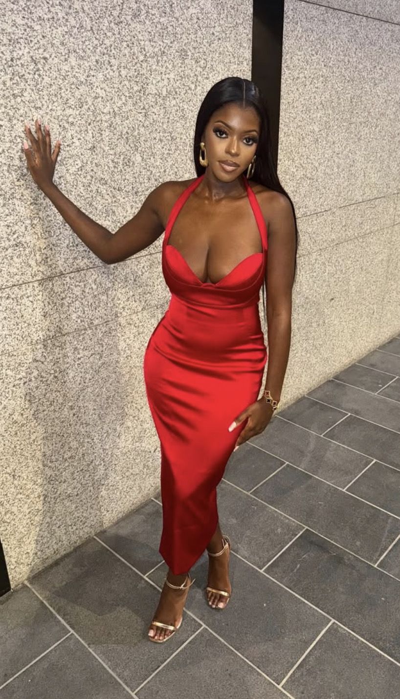 Chic Burgundy Prom Dress Straps Sheath Satin Long Evening Dress ED09521