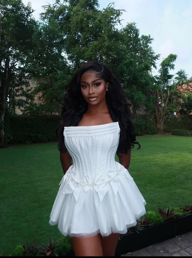 Fashion White Hoco Dress Strapless Tulle Dress for Party A-Line Birthday Dress ED09532