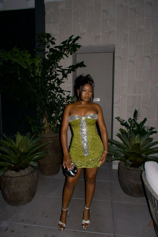 Fashion Olive Green Hoco Dress Sweetheart Sequins Dress for Party Bodycon Birthday Dress ED09536