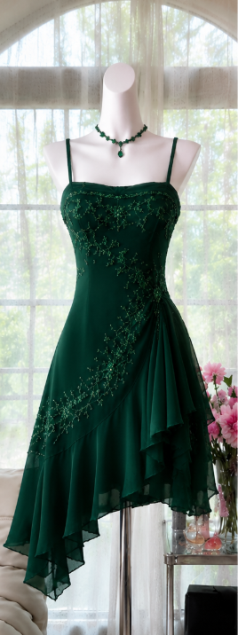 Vintage Navy Blue Short Homecoming Dress Straps A-line Dress for Party Beaded Chiffon Birthday Dress ED09557
