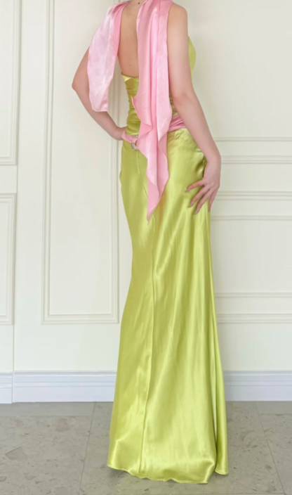 Chic Green Prom Dress Sweetheart Sheath Satin Long Prom Dress ED09585