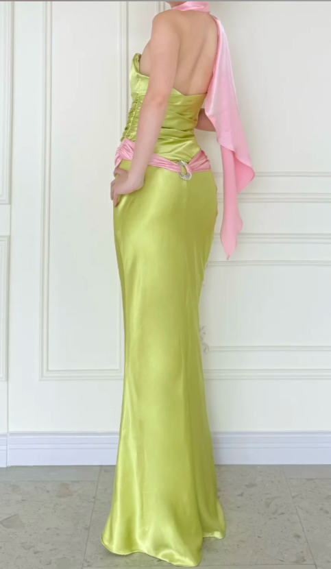 Chic Green Prom Dress Sweetheart Sheath Satin Long Prom Dress ED09585