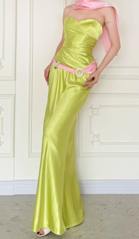Chic Green Prom Dress Sweetheart Sheath Satin Long Prom Dress ED09585