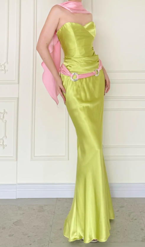 Chic Green Prom Dress Sweetheart Sheath Satin Long Prom Dress ED09585