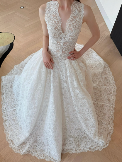 Timeless Halter A-Line Lace White Wedding Dress ED09593