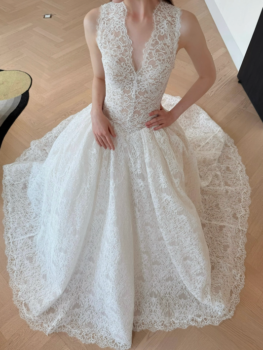 Timeless Halter A-Line Lace White Wedding Dress ED09593