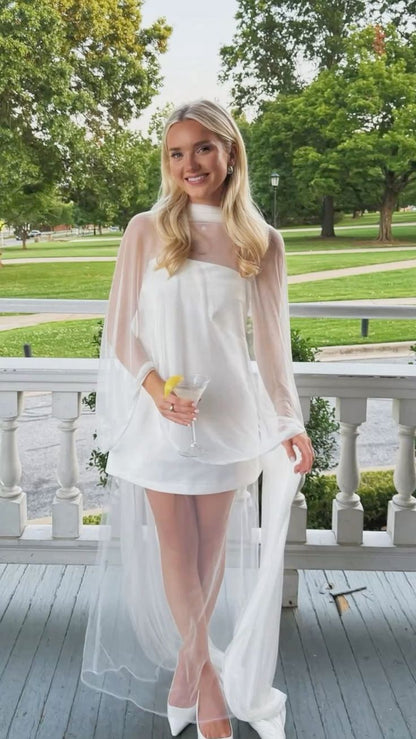 Modest White Satin Wedding Reception Dress for Bride Strapless Sheath Bridal Gown ED09614