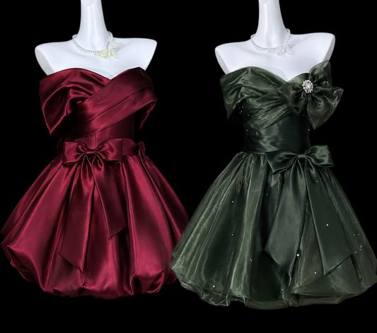 Modisches burgunderrotes kurzes Homecoming-Kleid A-Linie Satin Geburtstagskleid ED09628