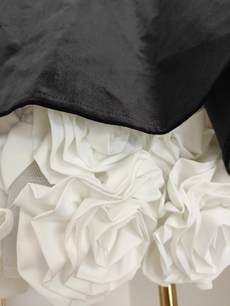 A-Linie Samt Tube Top Mesh Patchwork 3D Blume Kontrastfarbe Kleid, Geburtstagskleid ED0962
