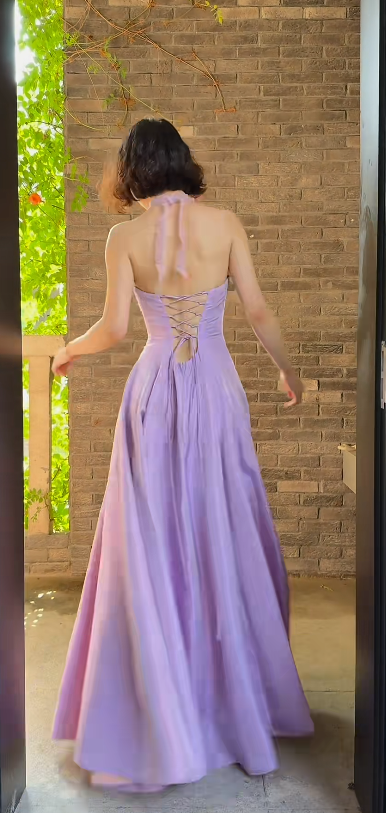 Gorgeous Lilac Prom Dress Strapless A-Line Satin Long Evening Dress ED09639