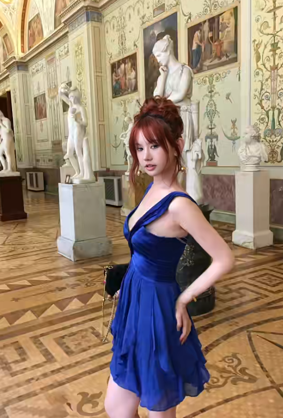 Cute Blue Short Homecoming Dress A-Line Birthday Dress Chiffon Dress for Party  ED09659