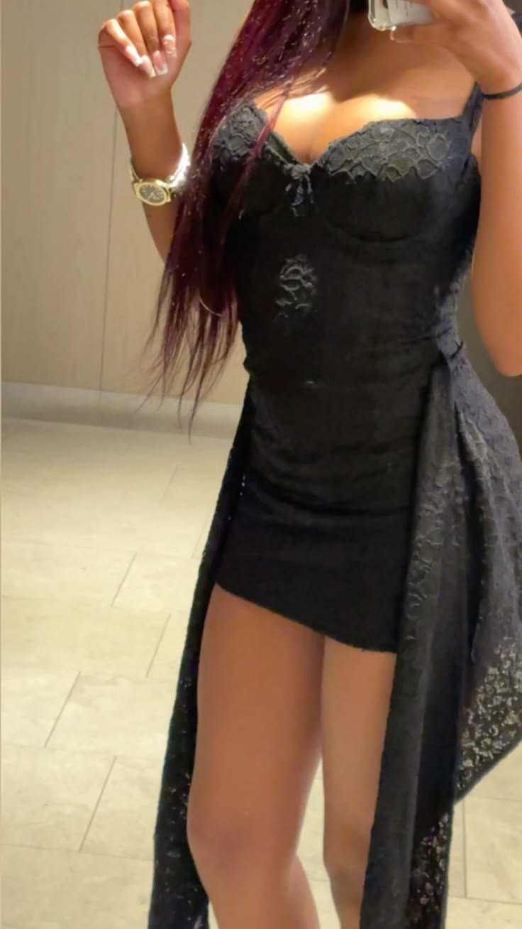 Mignonne Robe Courte de Soirée Noire Robe Anniversaire Fourreau Robe en Dentelle pour Fête ED09662