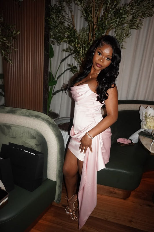 Sexy Pink Short Homecoming Dress Sheath Birthday Dress Satin Dress for Party ED09666