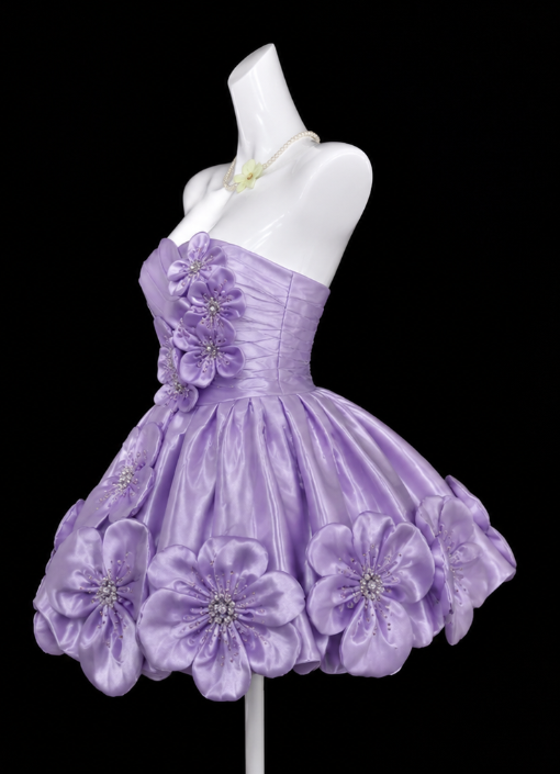 Sexy Lilac Short Homecoming Dress A-Line Birthday Dress Satin Dress for Party    ED09681