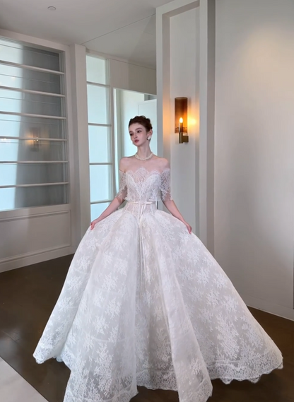 Modest White Strapless A-Line Wedding Dress for Bride ED09688