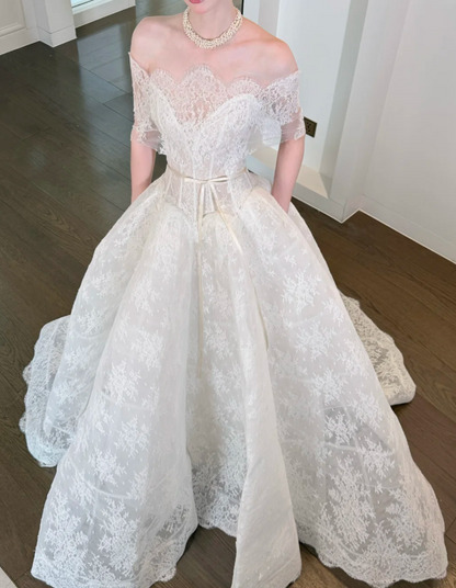 Modest White Strapless A-Line Wedding Dress for Bride ED09688