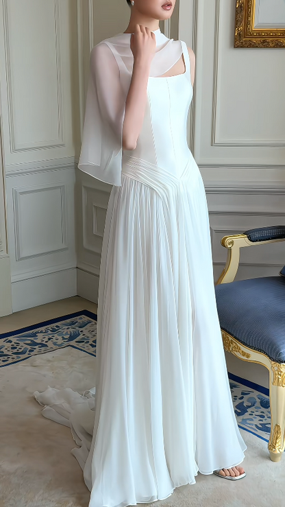 Modest White Straps Sheath Wedding Dress for Bride ED09689