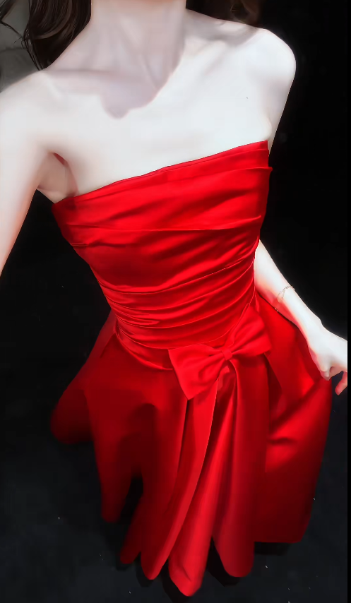 Robe de bal glamour bordeaux coupe trapèze en satin longue robe de soirée ED09694