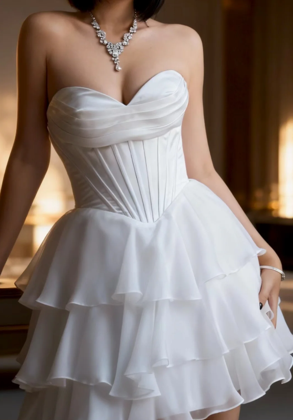 Sexy White Short Homecoming Dress A-Line Chiffon Birthday Dress ED09711