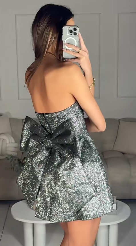 Sexy Grey Short Homecoming Dress A-Line Satin Birthday Dress ED09713