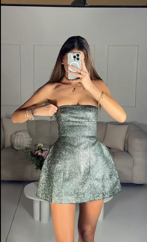 Sexy Grey Short Homecoming Dress A-Line Satin Birthday Dress ED09713