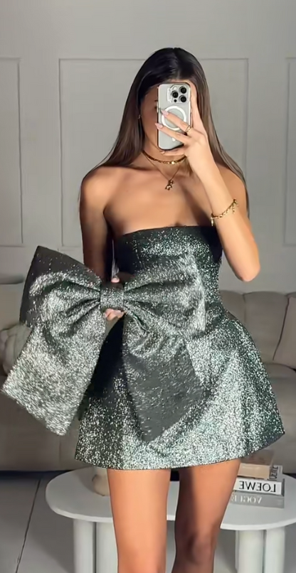 Sexy Grey Short Homecoming Dress A-Line Satin Birthday Dress ED09713