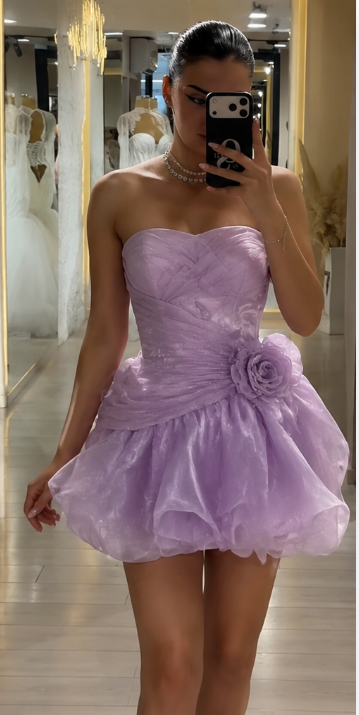 Chic Purple Short Homecoming Dress A-Line Chiffon Birthday Dress ED09722
