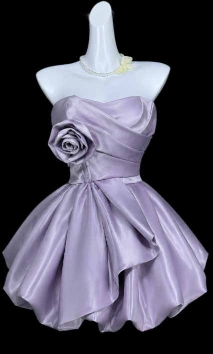 Chic Purple Short Homecoming Dress A-Line Satin Birthday Dress ED09736