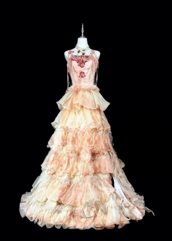 Robe de soirée longue A-Line en tulle rose fuchsia à bretelles ED09739