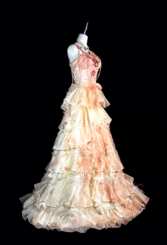 Robe de soirée longue A-Line en tulle rose fuchsia à bretelles ED09739