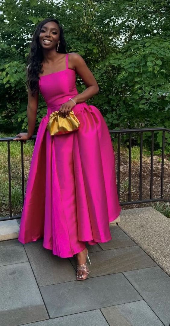 Chic Hot Pink Prom Dress A-Line Satin Evening Gown ED09741