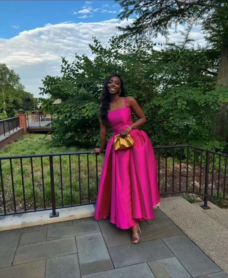 Chic Hot Pink Prom Dress A-Line Satin Evening Gown ED09741