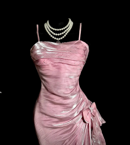 Fashion Pink Short Prom Dress Straps Sheath Hoco Dress Chiffon Birthday Dress ED09741