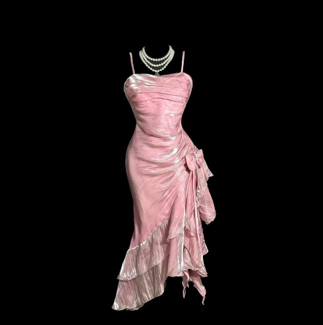 Fashion Pink Short Prom Dress Straps Sheath Hoco Dress Chiffon Birthday Dress ED09741