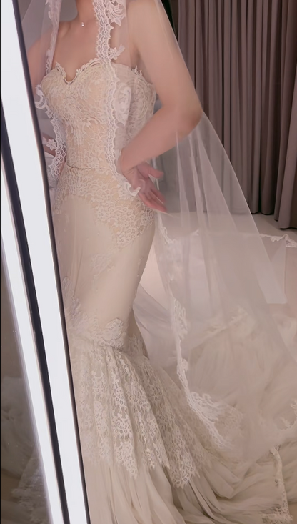 Chic White Bridal Gown Mermaid Lace Wedding Dress ED09753