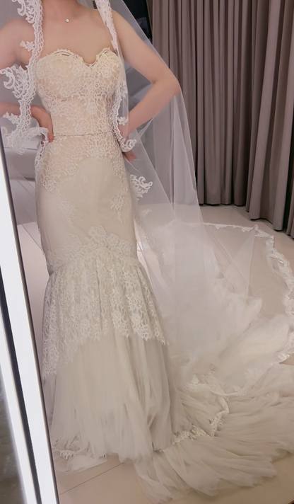 Chic White Bridal Gown Mermaid Lace Wedding Dress ED09753