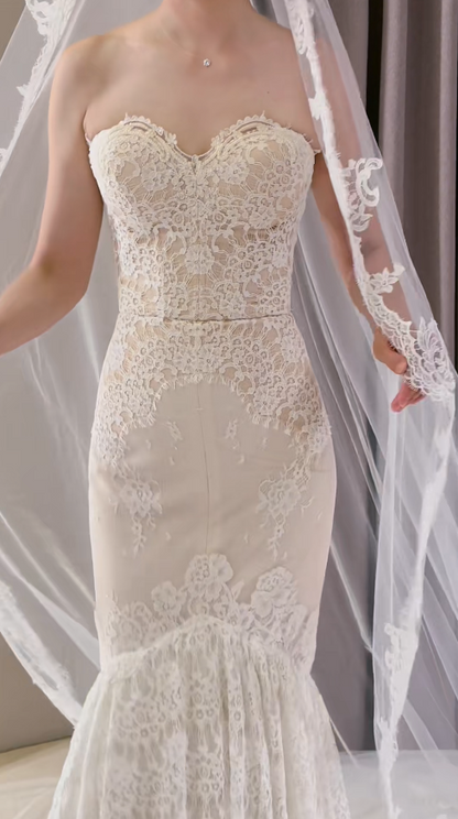 Chic White Bridal Gown Mermaid Lace Wedding Dress ED09753