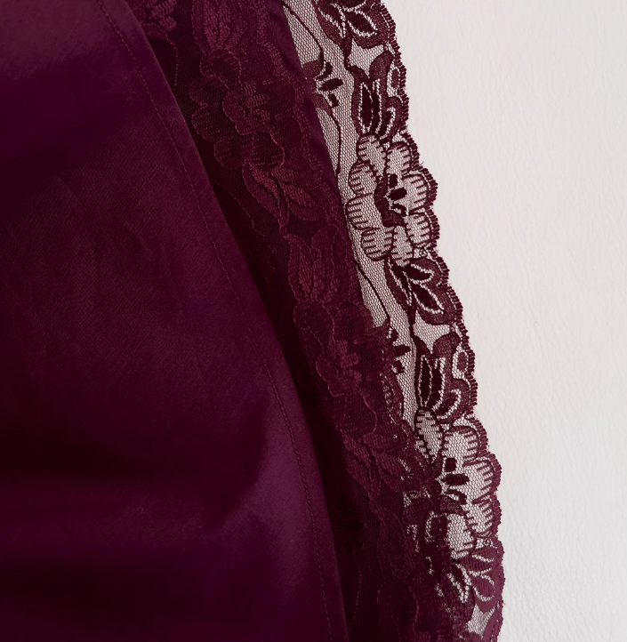 Burgunderrotes kurzärmeliges Spitzenkleid, Abendkleid für Erwachsene ED0976